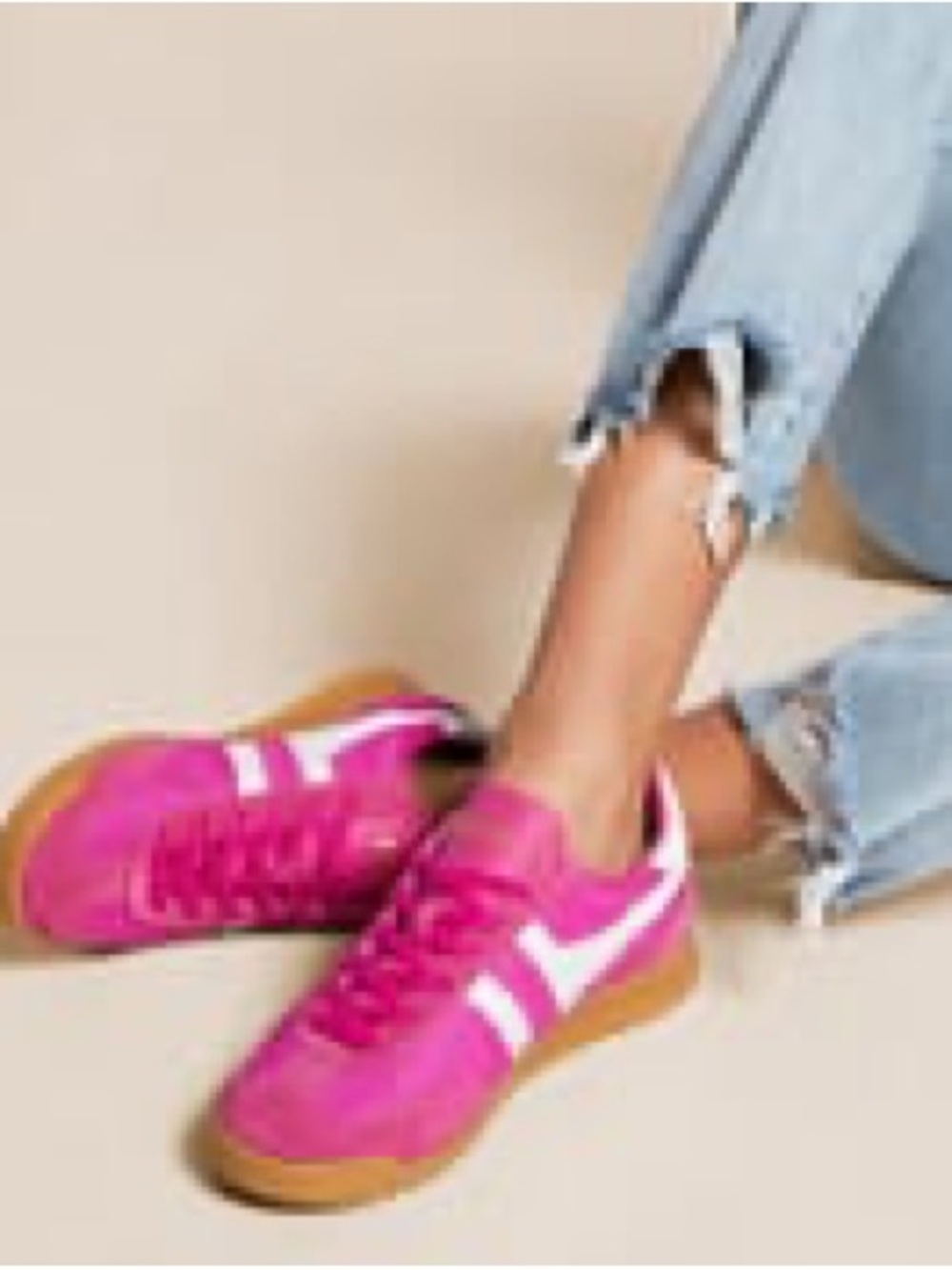 Gola Women's Pink Suede Athletic Sneakers with White Stripe
